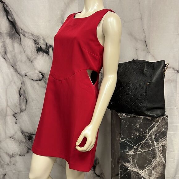 Anthropologie red mid length dress with side cut outs - Picture 2 of 9